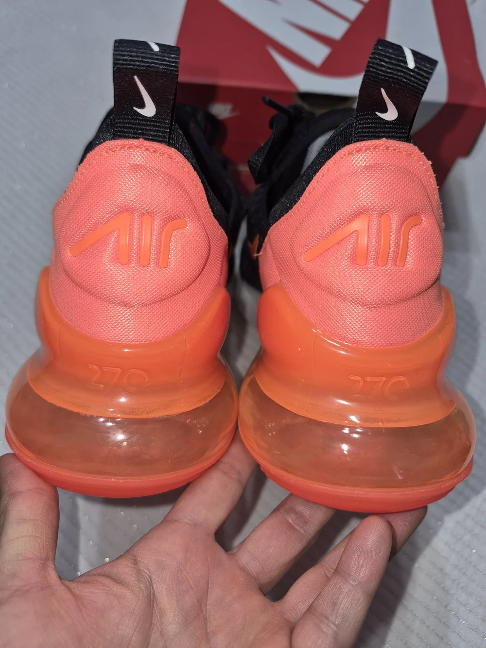 Nike Kids Air Max 270 Black & Orange Athletic Shoes